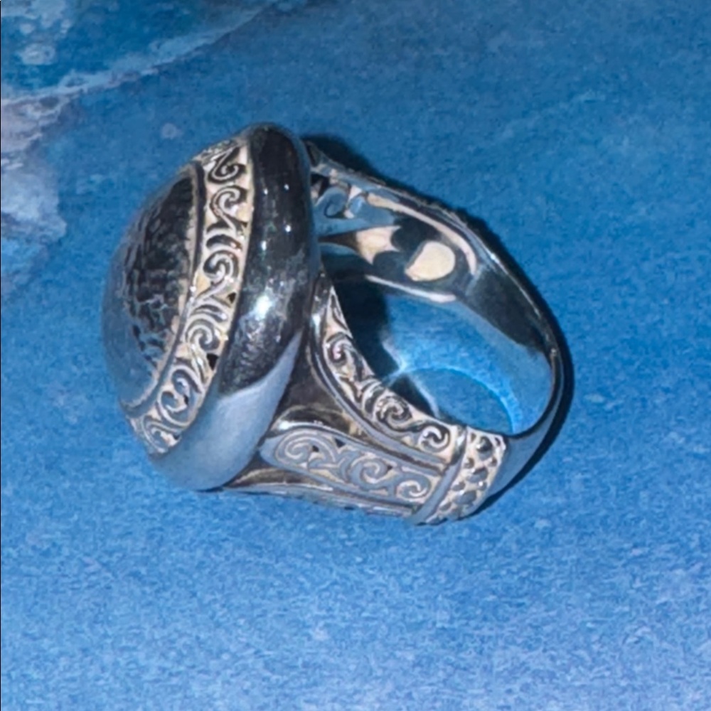 Silver Ae Hammered Dome Ring - image 4